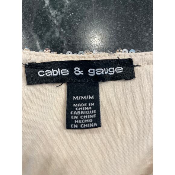 Cable & Guage silver sequin flutter sleeve v neck top MED - Picture 3 of 11